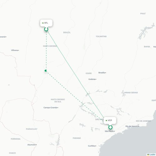 Alta Floresta - Campinas karta över direktflyg