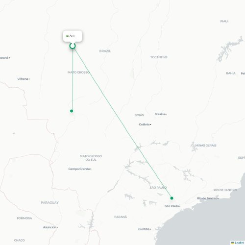 AFL routes and destination map