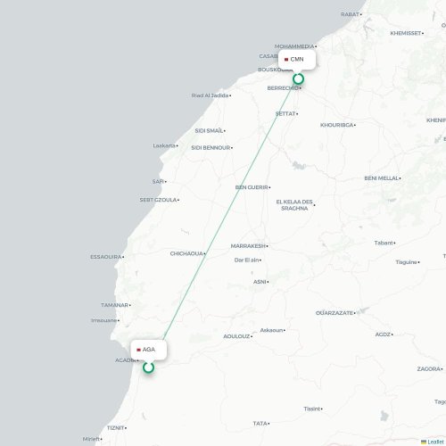Agadir - Casablanca carte du vol direct