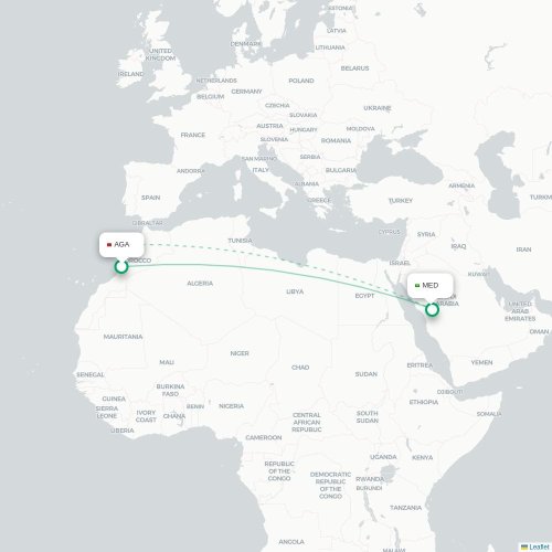Agadir - Medina kaart van rechtstreekse vlucht