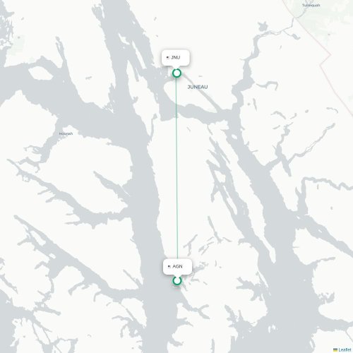 Mapa lotu bezpośredniego Angoon – Juneau