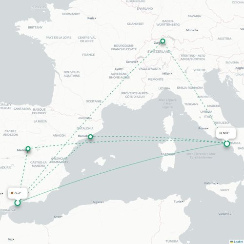 Malaga - Naples carte du vol direct
