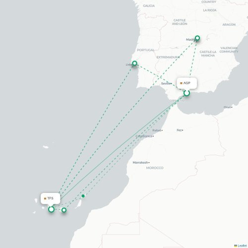 Malaga - Granadilla de Abona carte du vol direct