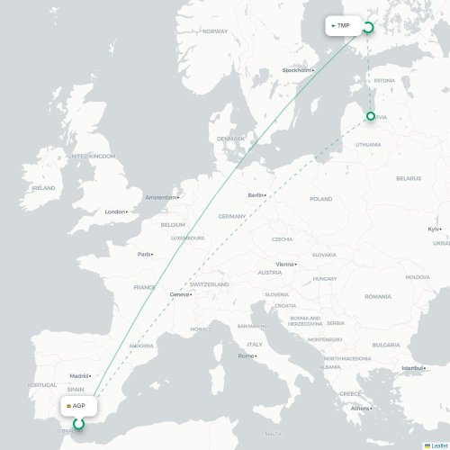 Malaga - Tampere carte du vol direct