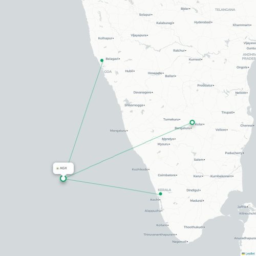 Agatti Island – Kochi suoran lennon kartta