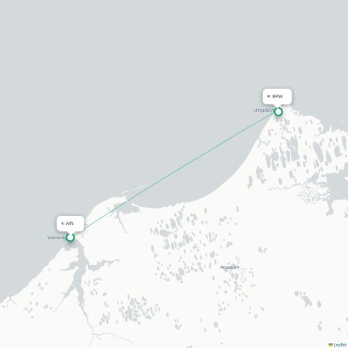 Mapa de vuelo directo Wainwright - Barrow