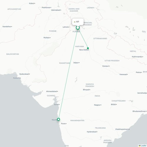 Adampur – Ghāziābād suoran lennon kartta