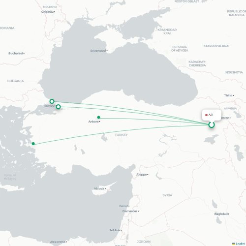 Mapa de vuelo directo Ağrı - Angora