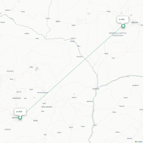 Akure - Abuja karta över direktflyg