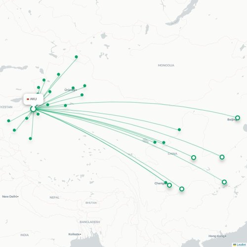 Mapa lotu bezpośredniego Aksu – Bortala