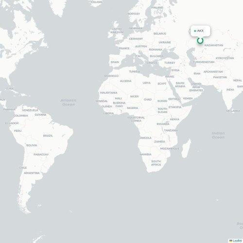 Mapa de vuelo directo Aktobe - Estambul