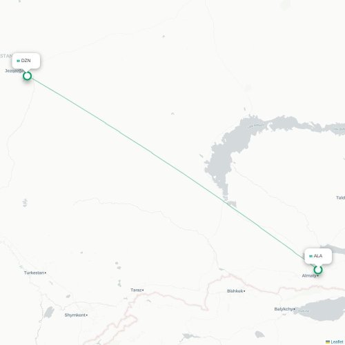 Mapa de vuelo directo Almatý - Zhezkazgan
