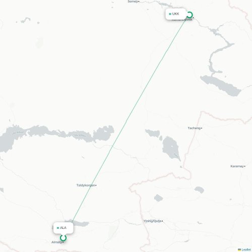 Mapa de vuelo directo Almatý - Ust-Kamenogorsk