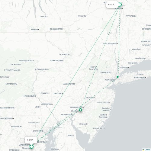 Mapa lotu bezpośredniego Albany – Waszyngton