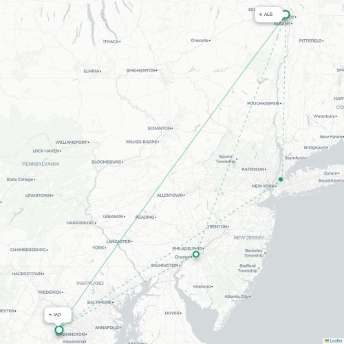 Mapa lotu bezpośredniego Albany – Waszyngton