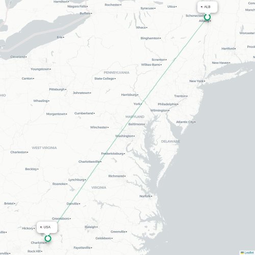 Mapa lotu bezpośredniego Albany – Concord