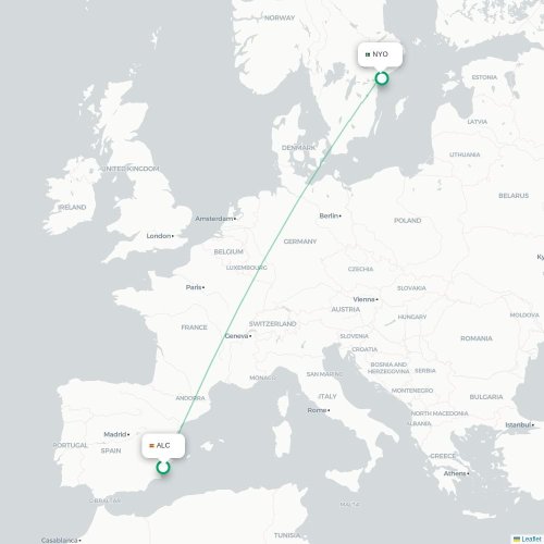 Alicante - Stockholm karta över direktflyg
