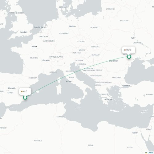 Alicante – Chișinău suoran lennon kartta