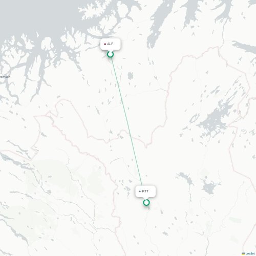 Mapa de vuelo directo Alta - Kittilä