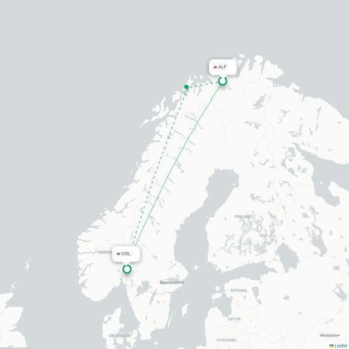Mapa de vuelo directo Alta - Oslo