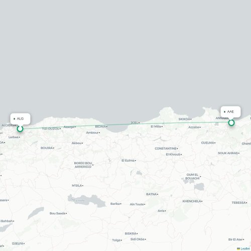 Algiers - Annaba kaart van rechtstreekse vlucht
