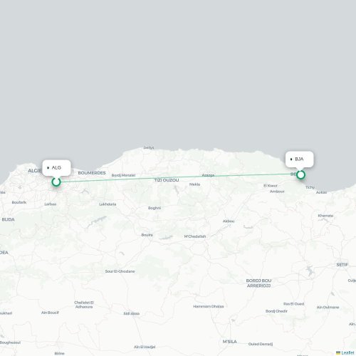 Algiers - Béjaïa kaart van rechtstreekse vlucht