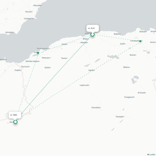 Algiers - Béchar kaart van rechtstreekse vlucht