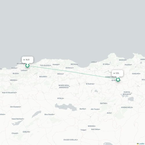 Algiers - Constantine kaart van rechtstreekse vlucht