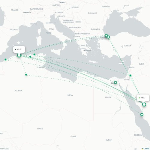 Algiers - Medina kaart van rechtstreekse vlucht