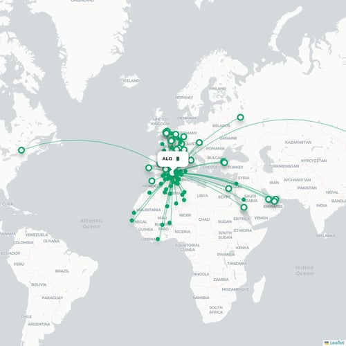ALG routes and destination map