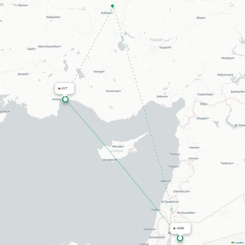 Amman - Antalya karta över direktflyg
