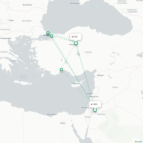 Amman - Ankara karta över direktflyg