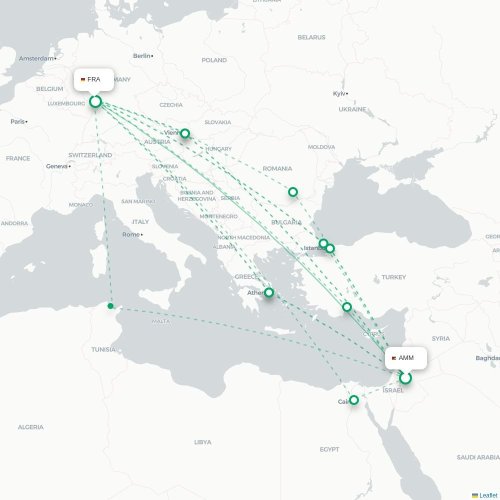 Amman - Frankfurt karta över direktflyg