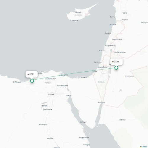 Amman - Alexandria karta över direktflyg