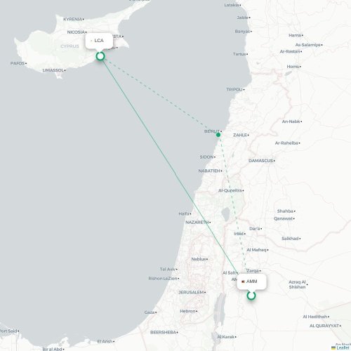 Amman - Larnaca karta över direktflyg
