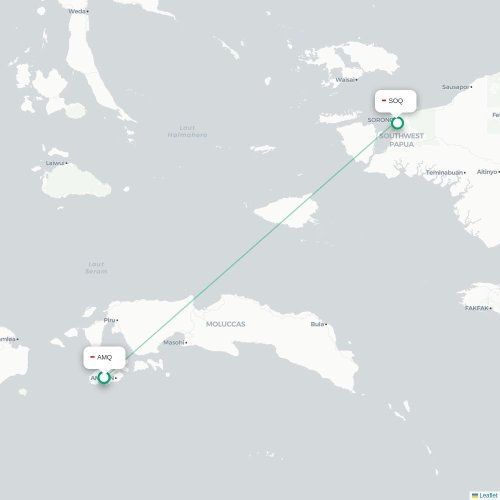 Mapa lotu bezpośredniego Ambon – Sorong