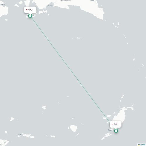 Mapa lotu bezpośredniego Ambon – Saumlaki