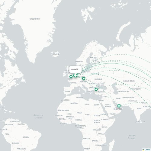 Mapa lotu bezpośredniego Amsterdam – Tajpej