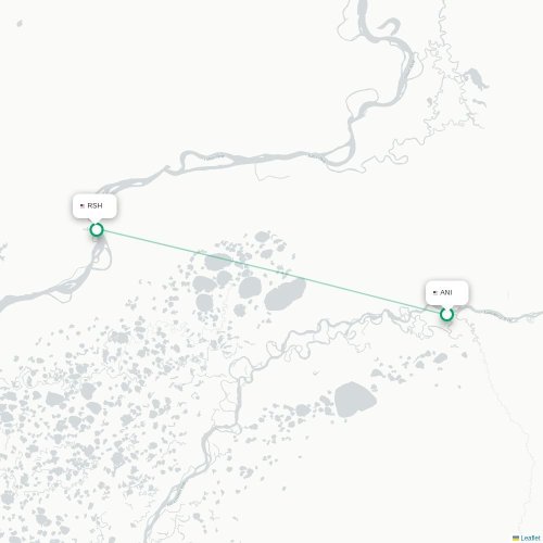 Mapa lotu bezpośredniego Aniak – Russian Mission