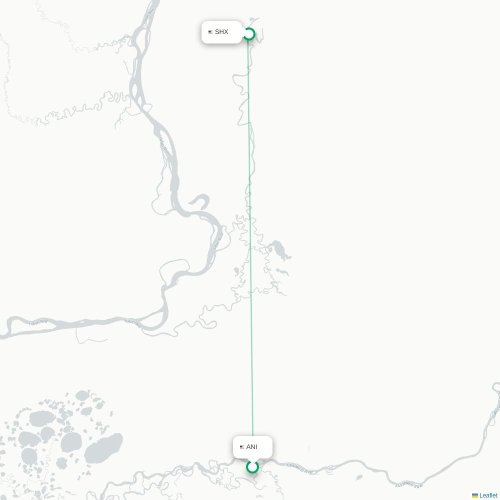 Mapa lotu bezpośredniego Aniak – Shageluk