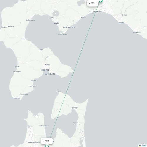 Mapa lotu bezpośredniego Aomori – Sapporo