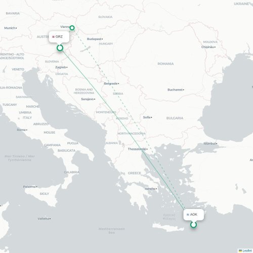 Karpathos - Graz karta över direktflyg