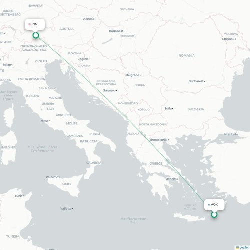 Karpathos - Innsbruck karta över direktflyg