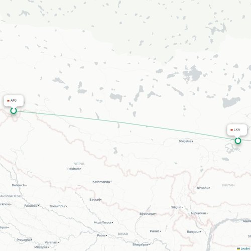 Mapa lotu bezpośredniego Pulan – Lhasa