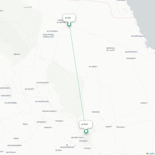 Mapa de vuelo directo Qaisumah - Riad