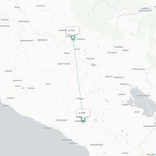 Arequipa - Cuzco karta över direktflyg