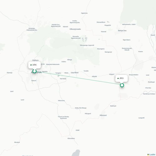 Mapa de vuelo directo Arusha - Arusha