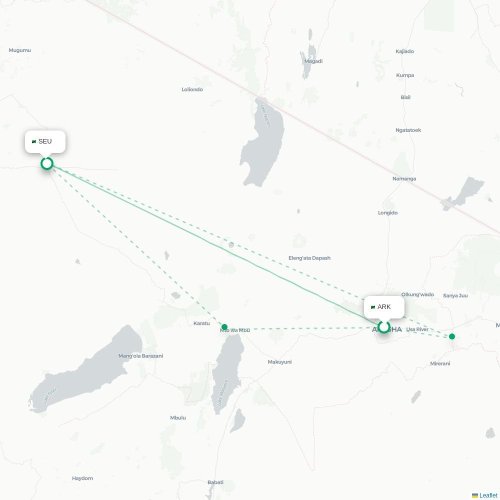 Mapa de vuelo directo Arusha - Seronera