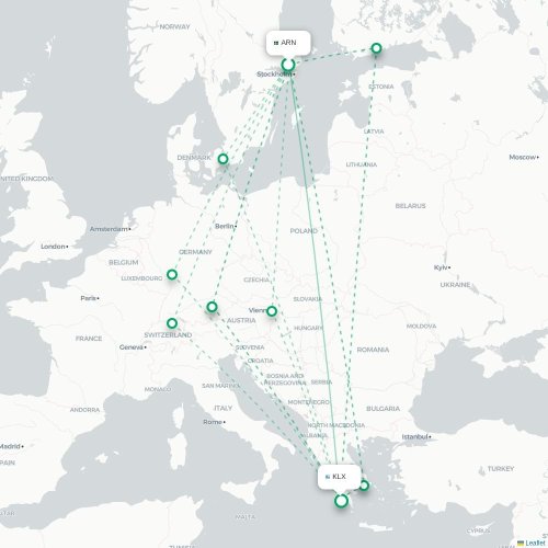 Mapa de vuelo directo Estocolmo - Kalamata