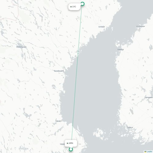 Stockholm - Lycksele karta över direktflyg